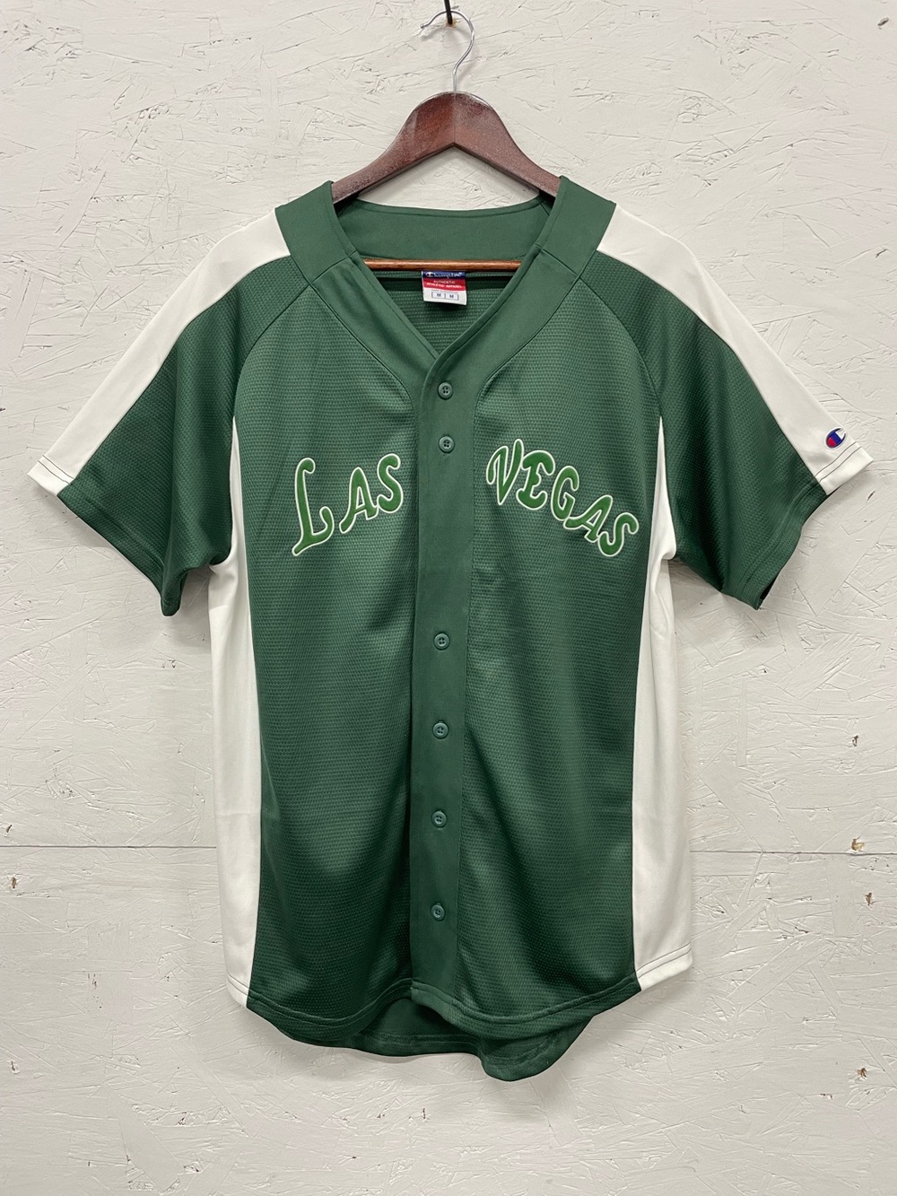 Champion Las Vegas Mesh Baseball Jersey, Size M, Green and White
